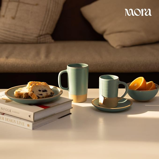 MORA Ceramics Large Tea Mug with Loose Leaf Infuser and Ceramic Lid, 18 oz, Portable, Microwave, Dishwasher Safe, Tall Coffee Cup - Rustic Matte Ceramic Glaze, Modern Herbal Tea Strainer, Iris - Image 6
