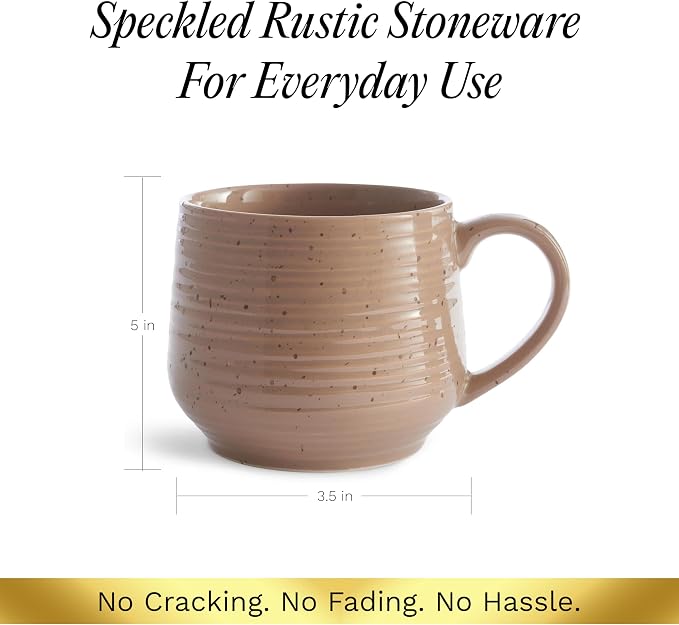 SANGO 17.5 oz Stoneware Coffee Mugs Set of 4, Rustic Ceramic Mug with Speckled Reactive Glaze, Large Pottery Drinkware for Coffee or Tea, Dishwasher & Microwave Safe Mugs, Siterra Painter’s Palette - Image 5