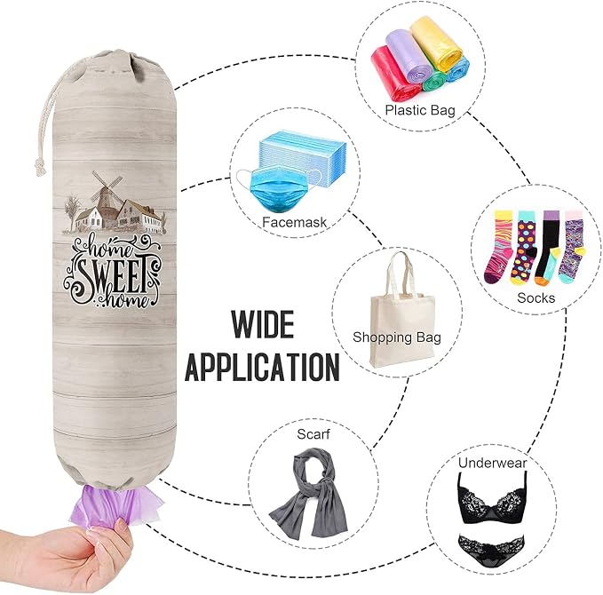 Home Sweet Home, Grocery Bags Holder Organizer for Shopping Bags，Wall Mount Plastic Bags Storage Container Dispensers, Gift for Women Mother Grandmother Friend - Image 6