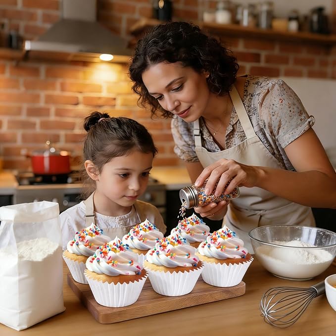 Caperci Heavy Duty Jumbo Cupcake Muffin Liners for Baking - Extra Large 100pcs Grease-Resistant White Paper Baking Cups, No Muffin Pan Needed, Odorless, Easily Peels (White) - Image 6