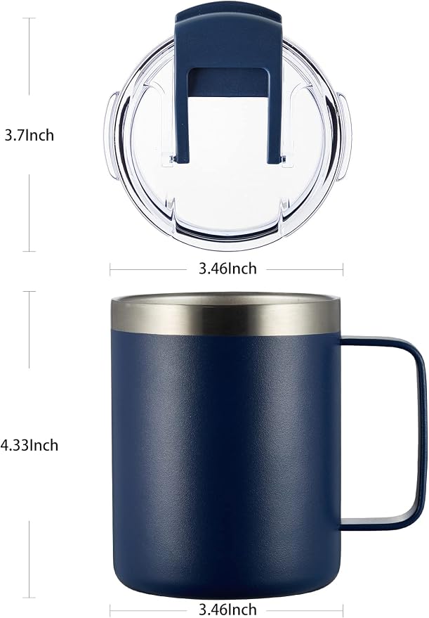 12oz Insulated Coffee Mug Cup with Handle, Stainless Steel Travel Coffee Mug with Flip Lid, Double Wall Vacuum Coffee Tumbler,Ocean Teal - Image 5