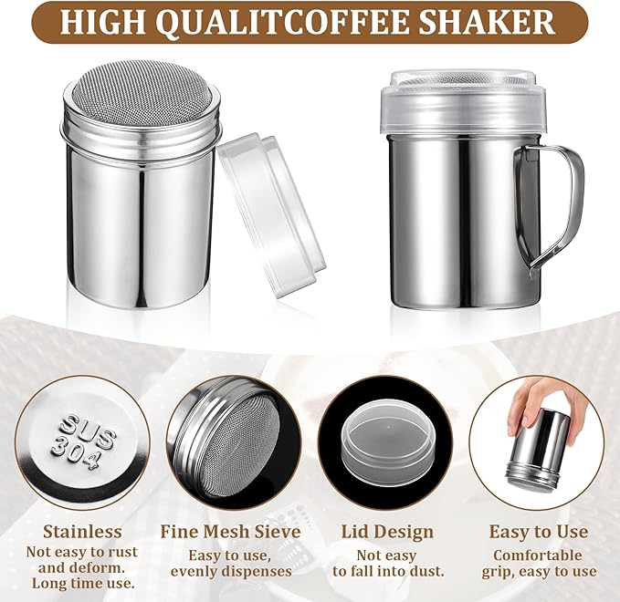 19 Pieces Coffee Decoration Stencils Latte Art Template Coffee Mold Tool with 3 Stainless Steel Shaker and 16 Pieces Stencils Latte Art for Cake Cookie Decorating Oatmeal Cappuccino Hot Chocolate