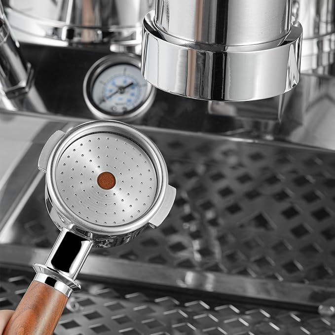 MHW-3BOMBER 58.5mm Espresso Puck Screen with Round Hole Metal Espresso Filter 0.8mm Thickness Coffee Filter for La Marzocco/Gaggia (color: Silver(Round Hole),size:58.5mm)