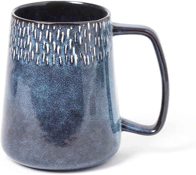 Large Ceramics Coffee Mugs,24 OZ,Large Handle Design,Extra Large Tea and Coffee Cup for Office and Home，Microwave And Dishwasher Safe(Color:24 oz star blue) by Ceraozmus