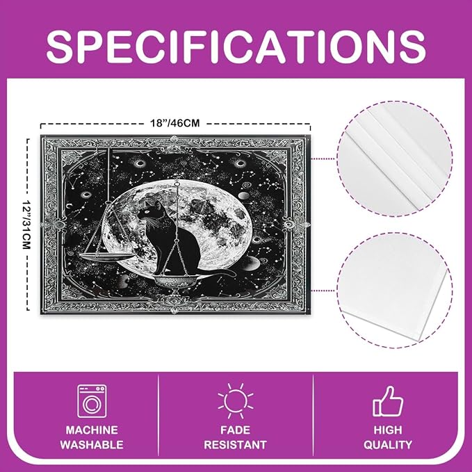 Feelyou Boho Cat Table Place Mats, Set Boho Exotic Placemats Set of 4 Sun Moon Placemat for Kitchen Dining Table Decor Indoor Outdoor for Women Men Astrology Space Cosmic Celestial 18"x12" - Image 4
