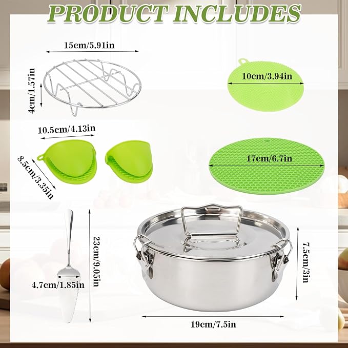 WRENYZK Flan Mold with Lid, 1.5 Quart Stainless Steel Flan Pan, Flanera Flan Mold, Flanera Flan Maker Come with Rack Silicone Heat Pad Glove Brush and Spatula, for Cheese Chocolate Cupcake Pudding - Image 2