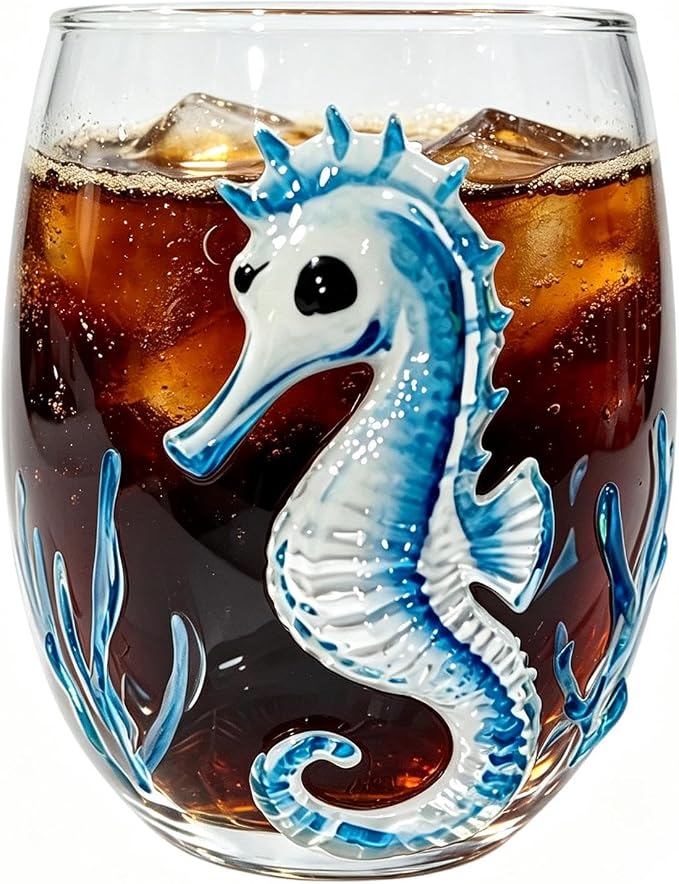 3D Octopus Glass Drinking Cup, Marine Animal Stemless Tumbler | Hand-Blown 3D Blue Ring Octopus Stemless Glass, Novelty Marine Life Drinking Tumbler, Beach Giftt - Image 9