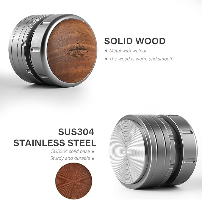 58mm Espresso Tamper | Adjustable Depth Fits All 58mm Espresso Portafilter | Breville/Rancilio/La Marzocco/etc. | Built-In-Spring SUS304 Coffee Tamper | Espresso Machine Accessories
