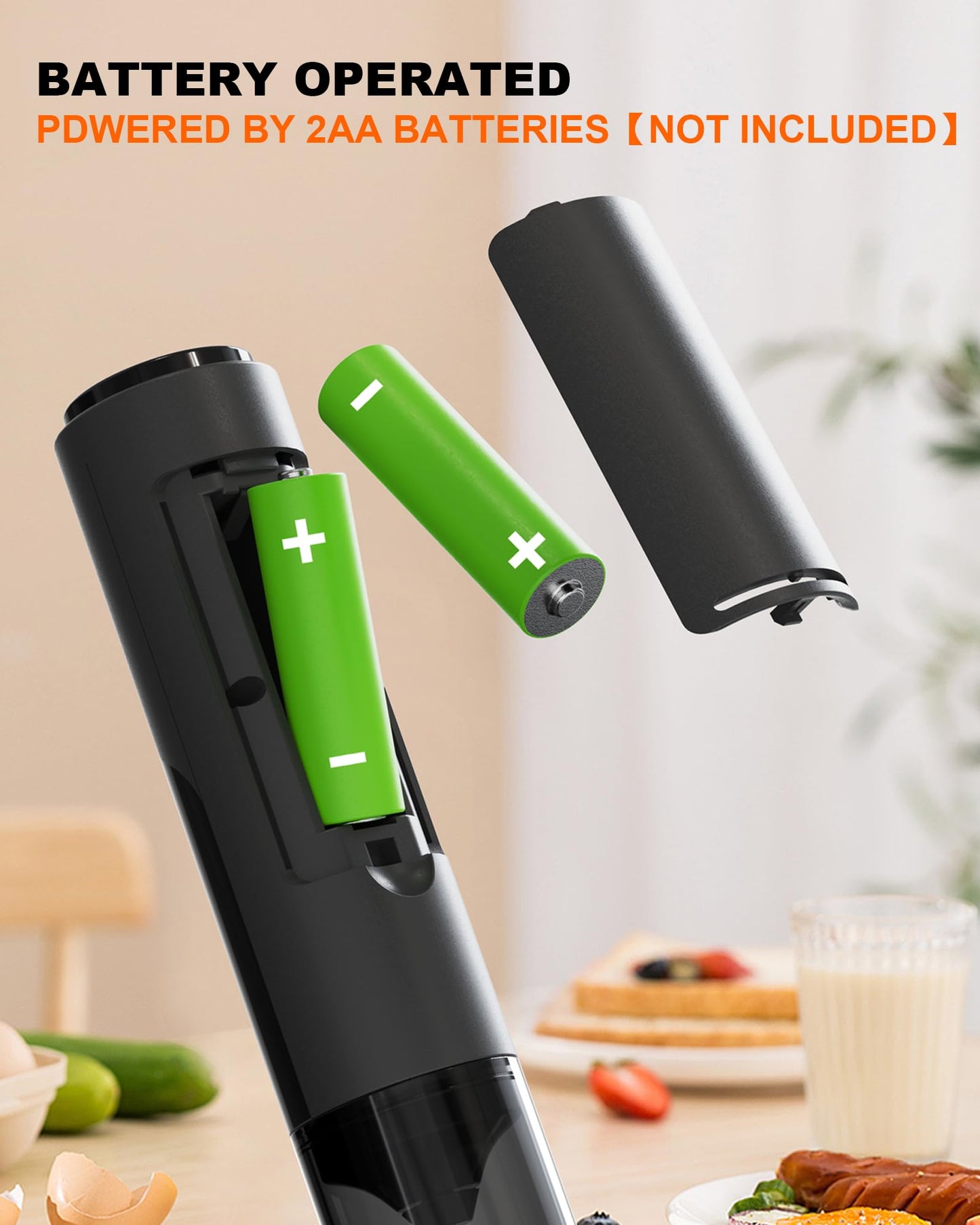 Rechargeable 3-Speed Milk Frother Wand (Black)
