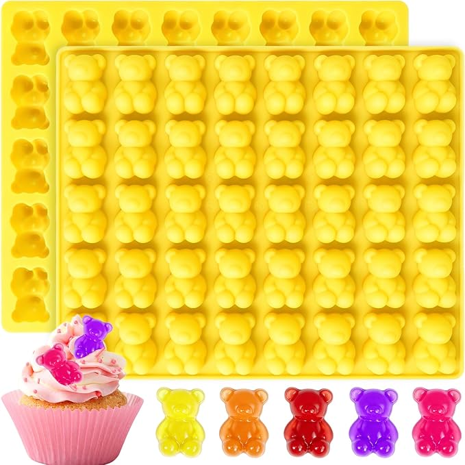 Large Gummy Bear Candy Molds 4.5ML, 80-Cavity Bear Chocolate Mold Silicone | 2 Pack Non-Stick Bear Silicone molds for Gummy, Mini Size Ice Cubes, Cupcake Toppers and Birthday Party Cake Decoration by SIQINZONGWA
