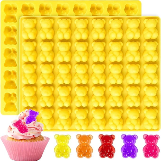 Large Gummy Bear Candy Molds 4.5ML, 80-Cavity Bear Chocolate Mold Silicone | 2 Pack Non-Stick Bear Silicone molds for Gummy, Mini Size Ice Cubes, Cupcake Toppers and Birthday Party Cake Decoration by SIQINZONGWA