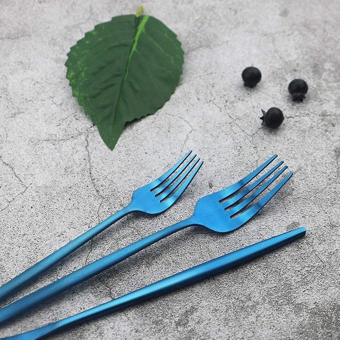 JASHII Flatware Silverware Set Stainless Steel Satin Finish Cutlery Set Service for 6, 30-Piece Spoons And Forks Kitchen Utensil Set, Dishwasher Safe (Matte Blue) - Image 4