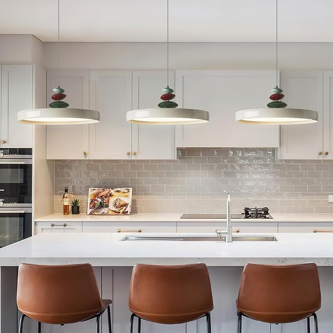 Modern Pendant Lights,White 16" LED Pendant Lighting Fixture with Remote Control Dimmable 3 Color Mode & Brightness, Adjustable Hanging Lamp for Kitchen Dining Room Bedroom Kitchen Island - Image 7