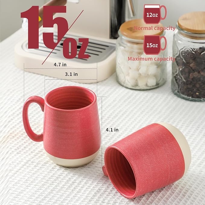 Hasense Coffee Mugs Set of 4, 15 oz Large Porcelain Mugs with Handle for Women Men, Colorful Christmas Coffee Cups for Latte, Tea, Cappuccino, Microwave & Dishwasher Safe - Image 2