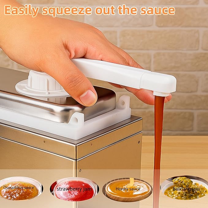 10.57 Quart Condiment Dispenser Pump,Syrup Pump Dispenser with Measuring Cup, Large Capacity Detachable Leak-Proof Design for Sauce, Honey, Syrup,Soy Sauce,Mustard,Cheese (2.11 QT, 5 pumphead)