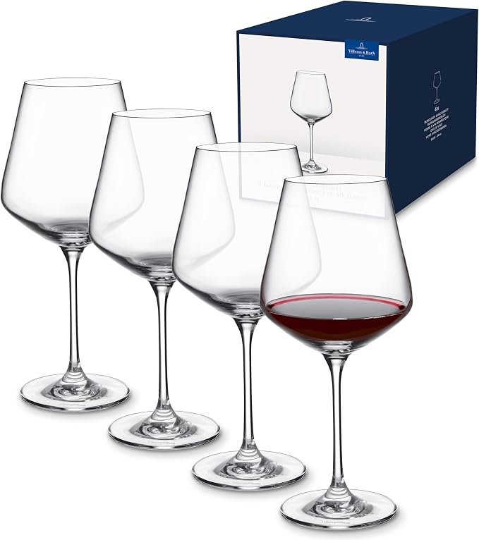Villeroy & Boch La Divina Burgundy Wine Goblet, Set of 4, Generous 23 oz Capacity, Large Size: 4.25 in Diameter, 9.5 in Tall, Crystal Glass, Dishwasher Safe | Crystal glass Burgundy goblets, dishwasher safe, generously sized bowl enhances a full-bodied... by Unknown