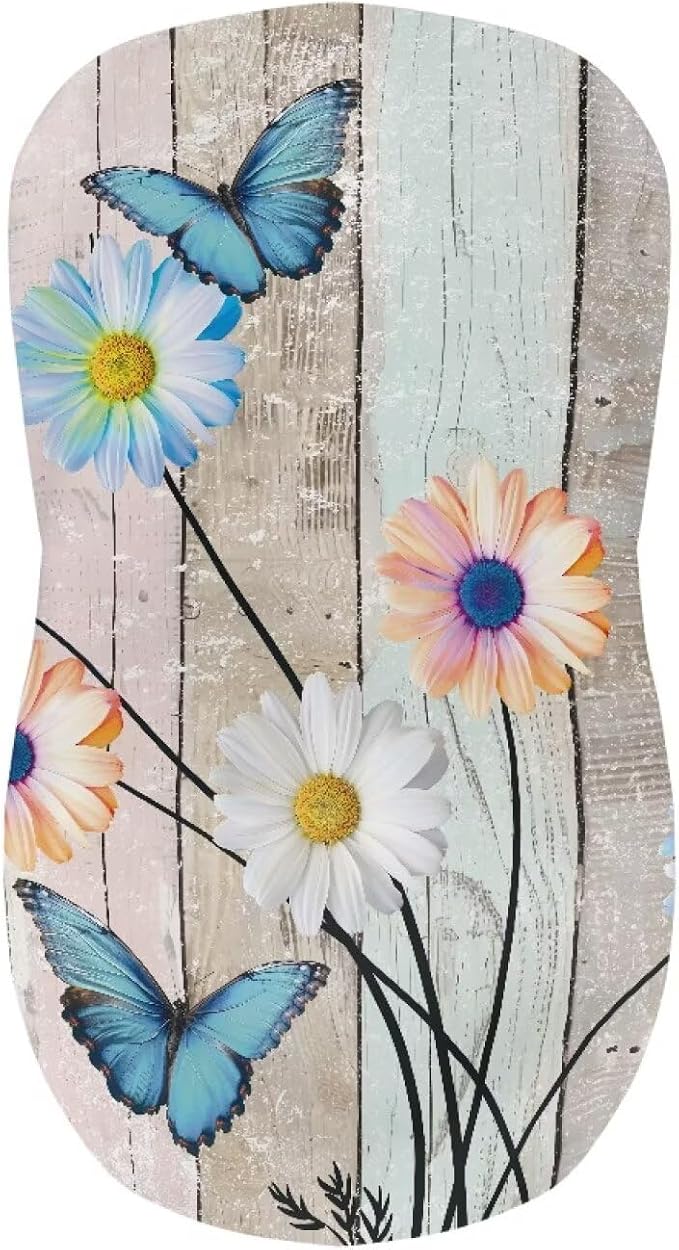 Wood Grain Daisy Butterfly Bar Stool Covers Elastic Stretchable High Mid Low Stool Chair Cover for Party Kitchen Club Machine Washable - Image 4