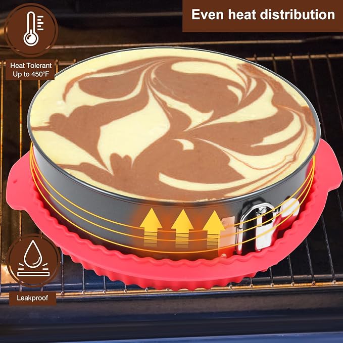 4-7-9-10 Inch Non-stick Springform Cheesecake Pan Set of 4 | Food Grade, FDA Food Contact Safe, Non-Stick, Dishwasher Safe, Removable Bottom, Comes with Silicone Base Protector - Image 7