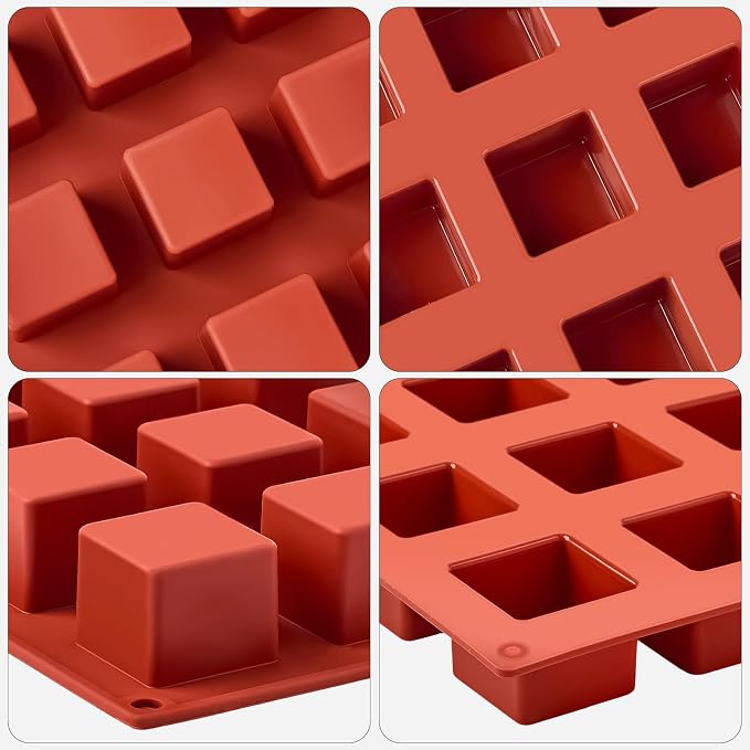 Puyeipt Mini Square Silicone Chocolate Molds, 2 Pack, 30 Cavities | 1.4" x 1.4" x 1" Candy Baking Molds for Cake, Candy, Jello, Truffle, Brownie, Soap, Ice Cream - Image 4