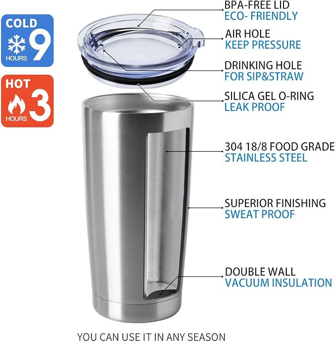 HASLE OUTFITTERS 20oz Tumblers Bulk Stainless Steel Cups with Lid Double Wall Vacuum Insulated Coffee Mugs for Cold & Hot Drinks Pack - Image 4
