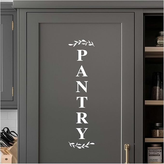 Pantry Door Decal – White Vinyl Kitchen Sticker – Farmhouse Pantry Room Door Sign for Kitchen Wall or Glass, 27.5 x 6.6 Inch by Handmadewithlove