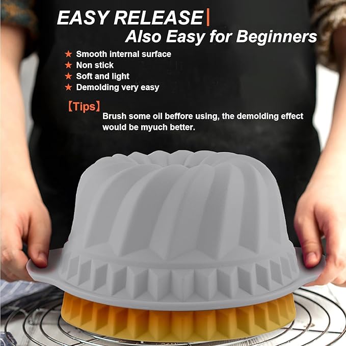 24 PCS Nonstick Silicone Baking Pans Set,With Baking Pan Cake Molds,Fluted Pans,Donut Pan,Muffin Pan,Nonstick Cake Pan Reusable Tube Oven Baking Mold for Muffin, Cake, Bread(Light Grey)