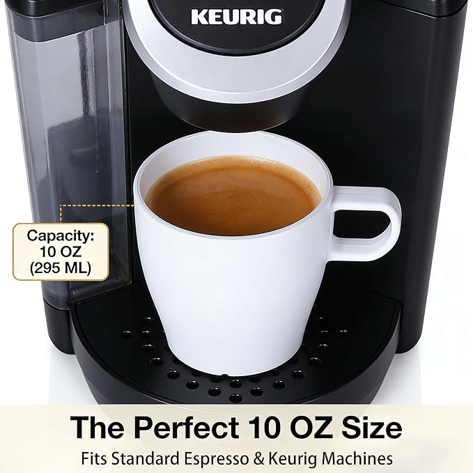 6-Pack 10oz Unbreakable Coffee Mugs, Microwave Safe Premium Drinkware (Up to 320℉), Lightweight Shatterproof White Cups for Keurig, Kids, RV & Camping, BPA-Free (White) - Image 7