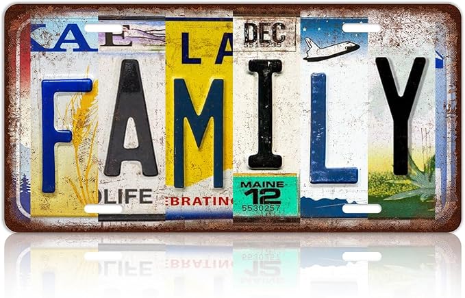 Vintage Family Metal Tin Sign License Plate Wall Decor 12 x 6 Inches by MTsigns
