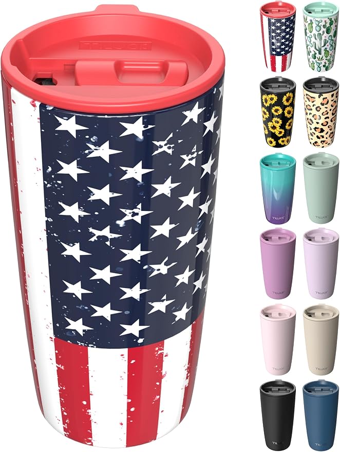 TILUCK 20 oz Insulated Coffee Tumbler with BPA-Free Lid | Travel Coffee Mug, Dishwasher Safe, Cup Holder Friendly, Double-Wall Vacuum Insulation for Hot & Cold Drinks, RedFlag by TILUCKBringsGoodLuck