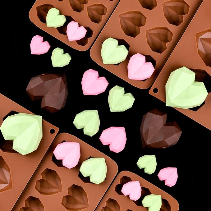 3 Sizes Silicone Molds for Chocolate Bombs Large Medium Small Diamond Heart Shaped Cake Mold Set Mini Heart Candy Molds for Wax Melts
