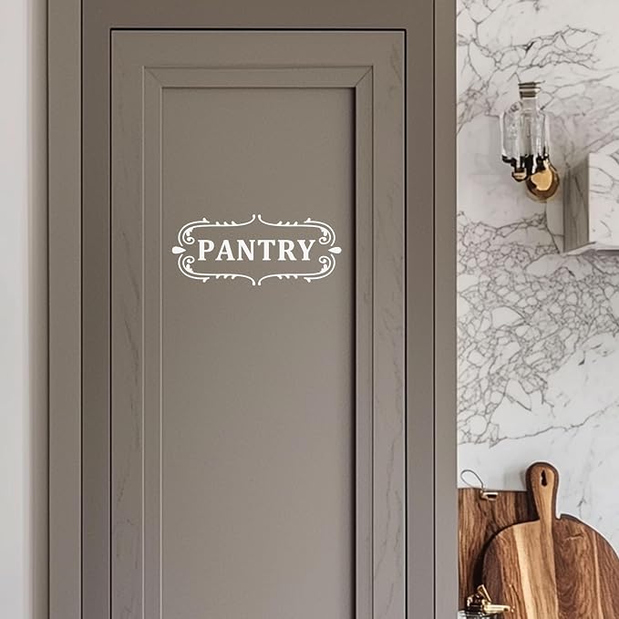 Pantry Room Vinyl Decal, Kitchen Pantry Door Decal, Pantry Door Sign, Farmhouse Kitchen Decor Vinyl Sticker (18.1 x 7.6 inch, White) - Image 2