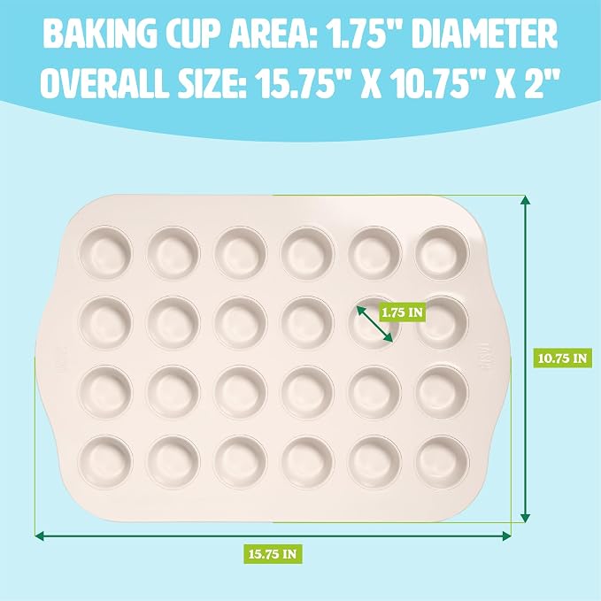 Tasty Clean Ceramic 24-Cup Mini Muffin Pan, Durable Aluminized Steel for Professional Results, Clean Ceramic Nonstick Coating, Oven Safe to 425°F, Dishwasher Safe, Aqua - Image 6