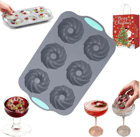 Wreath Ice Mold, 2026 New Christmas Wreath Ice Mold, 6 Hole Silicone DIY Mold, Flexible Silicone Mold for Wreath Ice Cubes, Donuts, Soap & Chocolate, Easy Release (Type-B)