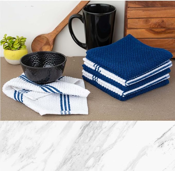LANE LINEN Tea Towels - 16 Pc Set with Silicone Oven Mitts and Pot Holders, Cotton Kitchen Towels, Absorbent Dish and Hand Towels - Indigo - Image 8