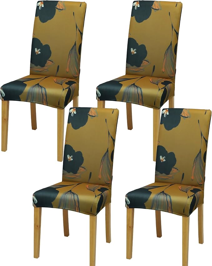 Dining Chair Covers, Stretch Seat Covers, Washable Furniture Protector | 4 Pack, Washable, Stretch Fit, Soft, Non Slip, Dining Chair Covers, Seat Protector, Furniture Cover,Easy Clean by BIETYONE
