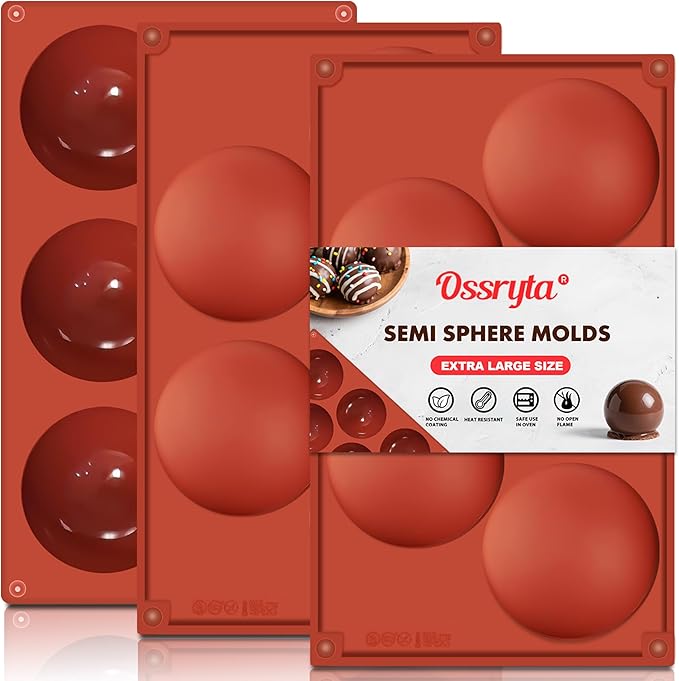 5-Cavity Extra Large Semi-Sphere Silicone Molds - Half Sphere Bakings Mold for Chocolate Bombs, Dome Cakes, Candy, Jelly & Mousse - Reusable Non-Stick Chocolate Mold Set (3 Pack) by Unknown