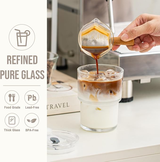 SoulTimes 13oz Clear Glass Tumbler with Lid and Straw – Iced Coffee Glasses Cups for Smoothie, Matcha, Juice, Water etc. Leakproof and Reusable Glassware Drinking for Travel To Go [2Pcs] - Image 3