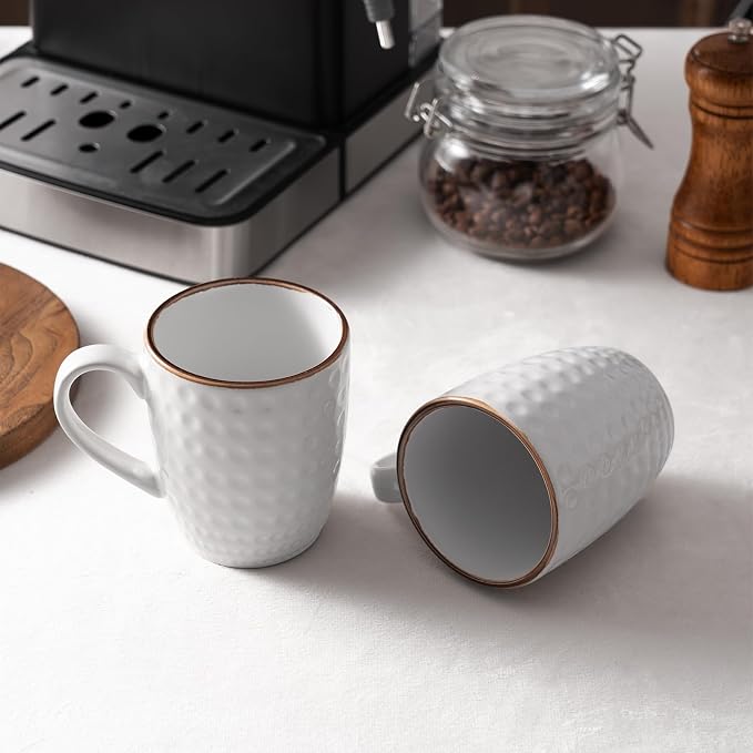 famiware Coffee Mugs Sets for 4, 12 oz Mug Set, Coffee Cups with Handle for Coffee, Tea, Cocoa and Milk, Microwave and Dishwasher Safe, White Circle - Image 5