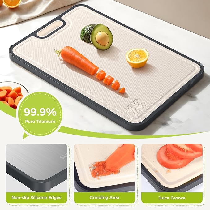 Titanium Cutting Board Double Sided Food Grade, Pure Titanium/PP for Kitchen, Cutting Board Easy to Clean[15.5”*10.5”+12”*8.5”] - Image 6