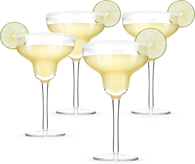 True Margarita Glass, Crystal Stemmed Cocktail Glasses, Dishwasher Safe, Mixed Drink Glasses, Daquiri Glass Holds 10 oz., Set of 4, Clear by True
