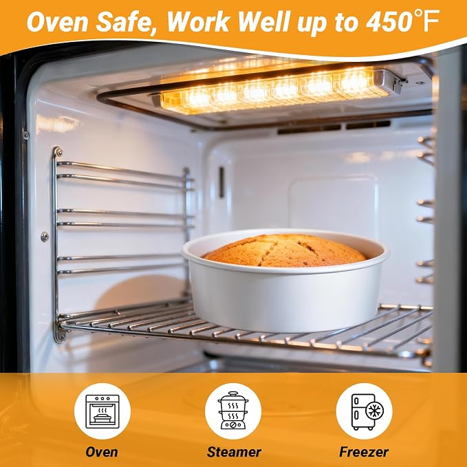 Beasea Round Cake Pans, 2 Pack 10 Inch Aluminum Alloy Large Cheesecake Pan with Removable Bottom, Layer Cake Tin Mold for Baking Oven - Image 4