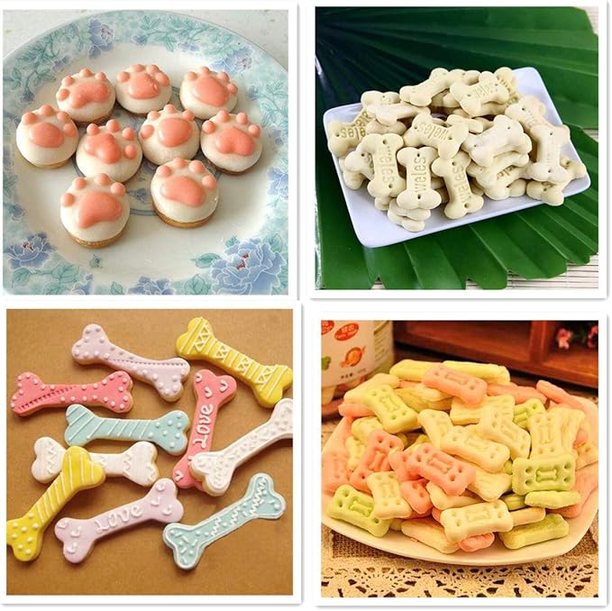 Elfkitwang Dog Paw and Bone Shaped Silicone Mold, Non-Stick food Grade, Ice tray, Reusable Silicone Mold, Used for Chocolate, Candy, Cupcake, Pudding, Jelly, Puppy Biscuit (5 pcs)