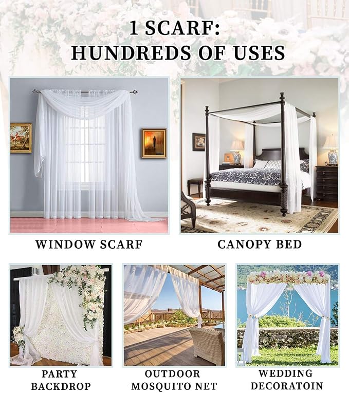 Warm Home Designs 55 x 144 Sage Green Sheer Window Scarf. AM Sage 144" | Sheer Window Scarves Valances are Great As Wedding Arch Draping Fabric, Bed Canopy Or for Decorative Project. - Image 7