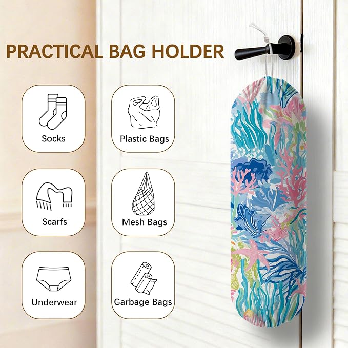 Plastic Bag Holder Dispenser, Plants Plastic Grocery Bag Organizer & Wall Mount Paper Trash Bag Saver Storage for Kitchen Home Pantry Decor, Shopping Bags Storage Dispenser - Image 4