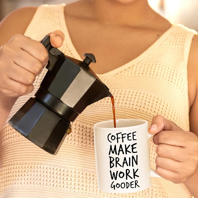 Veracco Coffee Make Brain Work Gooder Mug Funny Coffee Lover Gift Humorous Idea Family Friends Birthday Presents Sarcastic Office Berserk Tea Cup Caffeine Addict Brain Booster Gooder Vibes - Image 2