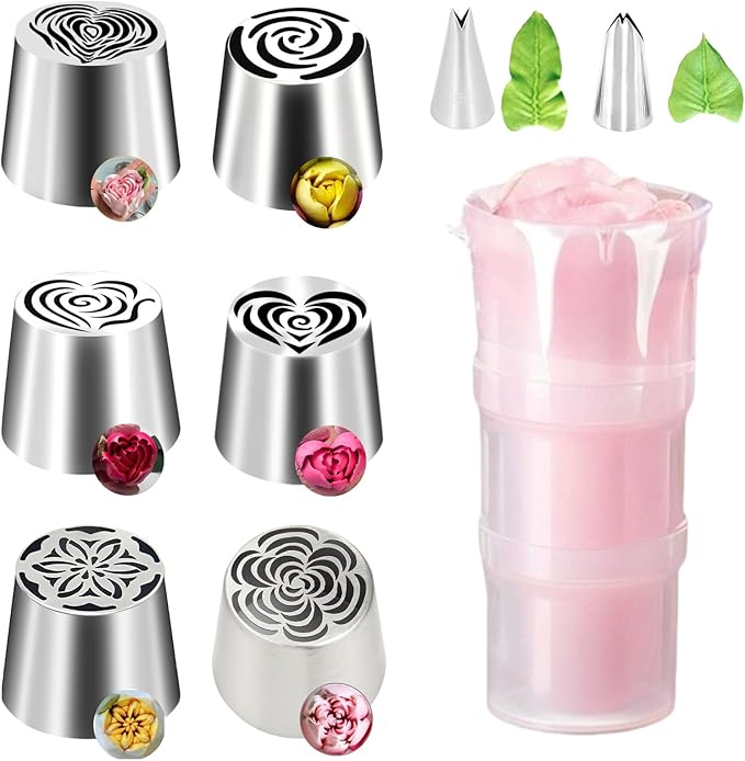 Russian Piping Tip, Extra Large Russian Piping Flower Nozzles, Flower Tips for Cake Decorating for Cake Decorating Icing, Cream Bouquet DIY Cookies, Desserts Baking Tools