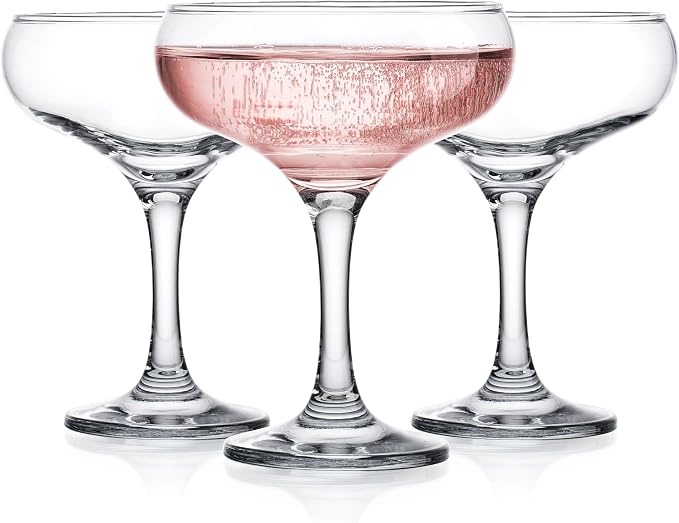 Glaver's Coupe Glasses, 9.5 oz Vintage Martini Glass Set 6 Pcs, Unique Margarita Glass, Classic Cocktail Glassware, Bar Drinking Glasses Set for Cocktail, Wine, Champagne, Espresso & Gift by Glavers