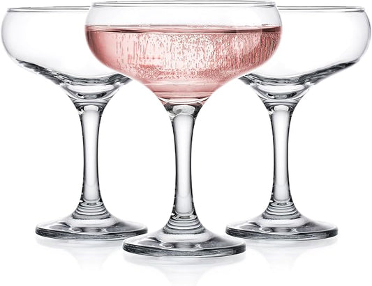 Glaver's Coupe Glasses, 9.5 oz Vintage Martini Glass Set 6 Pcs, Unique Margarita Glass, Classic Cocktail Glassware, Bar Drinking Glasses Set for Cocktail, Wine, Champagne, Espresso & Gift by Glavers