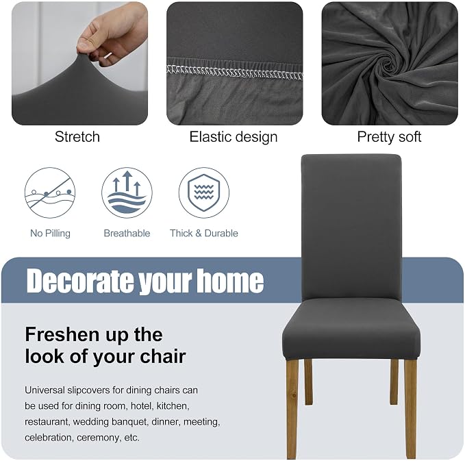 Dining Chair Covers, Stretch Seat Covers, Washable Furniture Protector | Washable, Stretch Fit, Soft, Non Slip, Dining Chair Covers, Seat Protector, Furniture Protector - Image 3