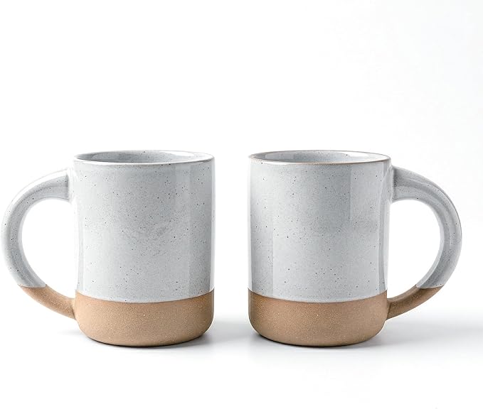 TOMO Mugs Set of 2, 12oz Modern Stoneware Coffee Mugs, Large Handle Ceramic Drinkware - Dove Grey by TOMOSTONEWARE